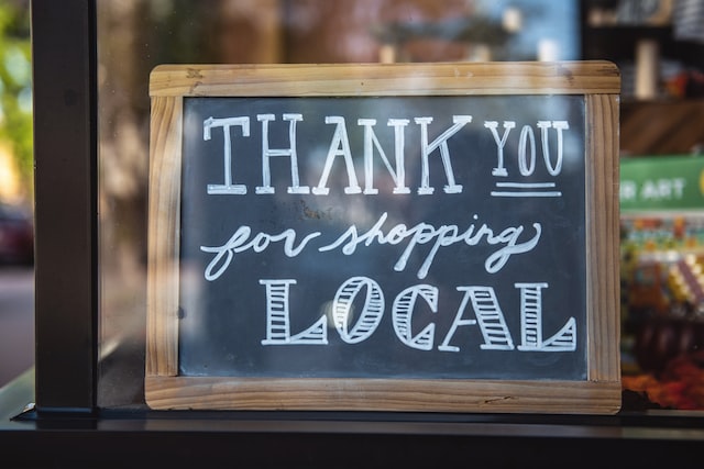 sign thank you for shopping local
